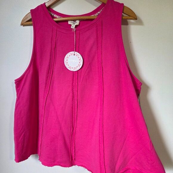 NWT UMGEE PINK SLEEVELESS SWING STYLE RAW HEM TOP SIZE LARGE - Picture 2 of 15